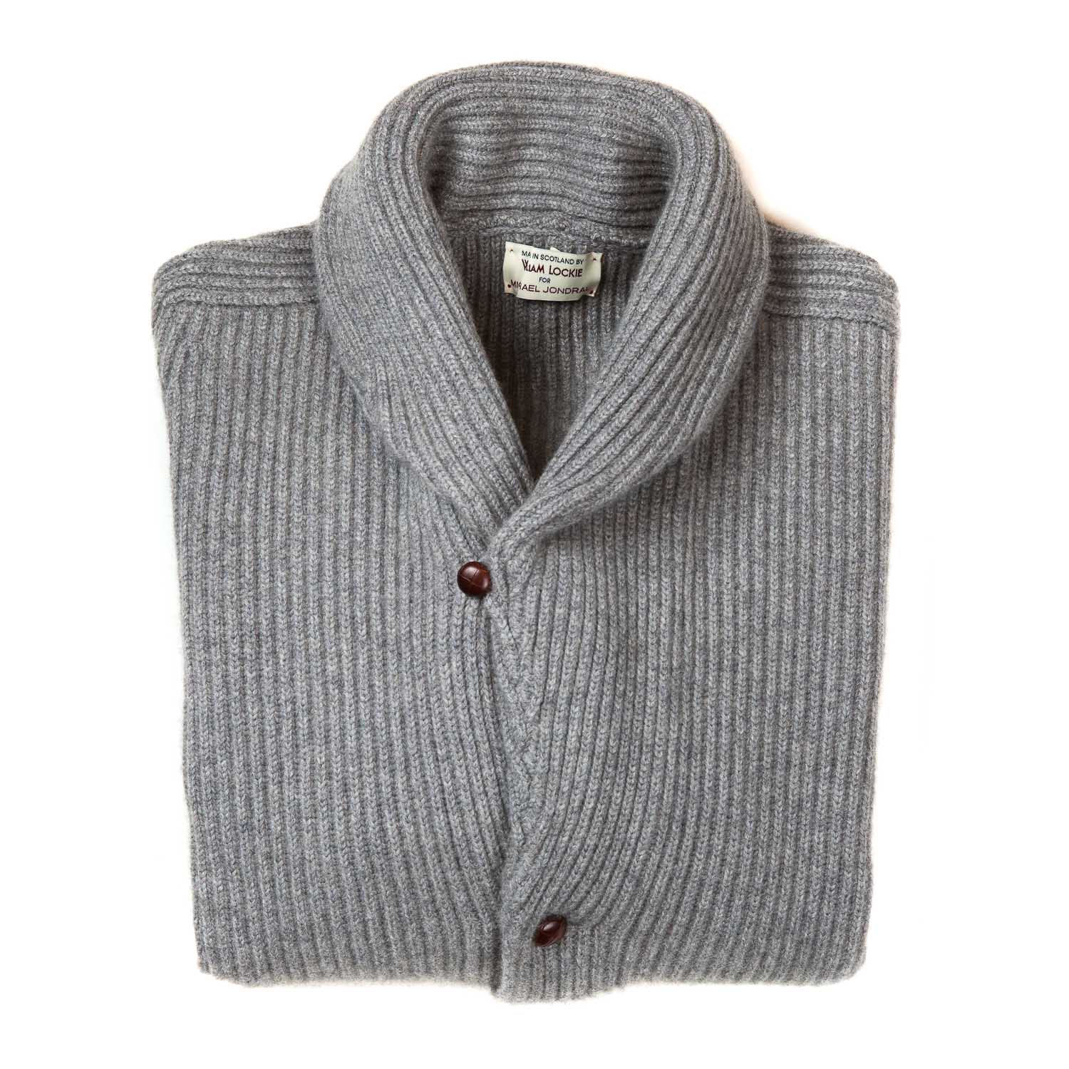 Schal-Cardigan "Shawl-Windsor" aus reinem schottischen 6 Ply-Kaschmir